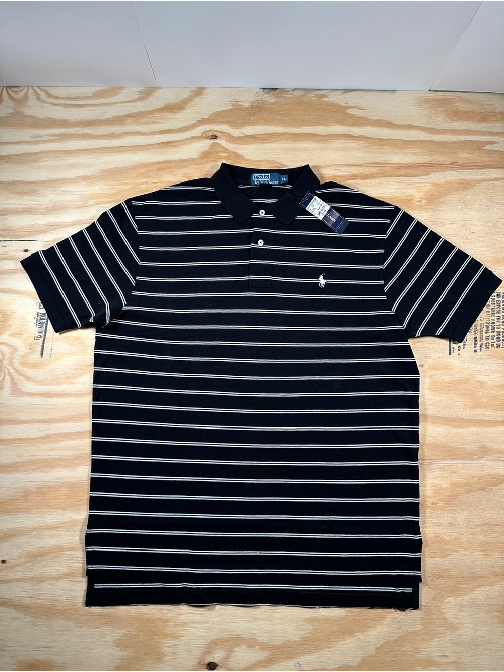 NWT Polo Ralph Lauren Mens XL Black White Striped Pima Cotton Polo Shirt